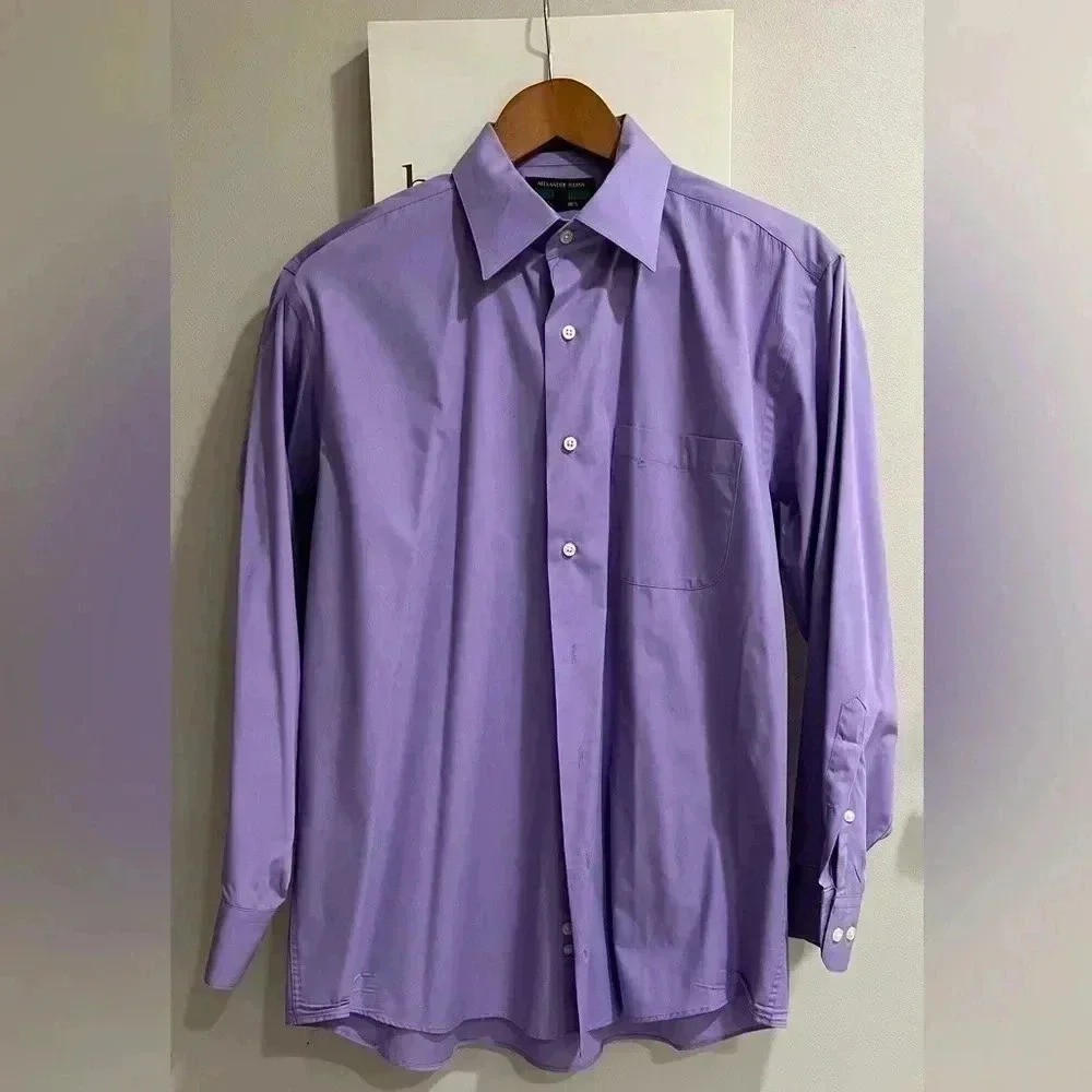 Alexander Julian, Men's Dress Shirt , purple lavender Long sleeve, Size M. - Picture 4 of 9